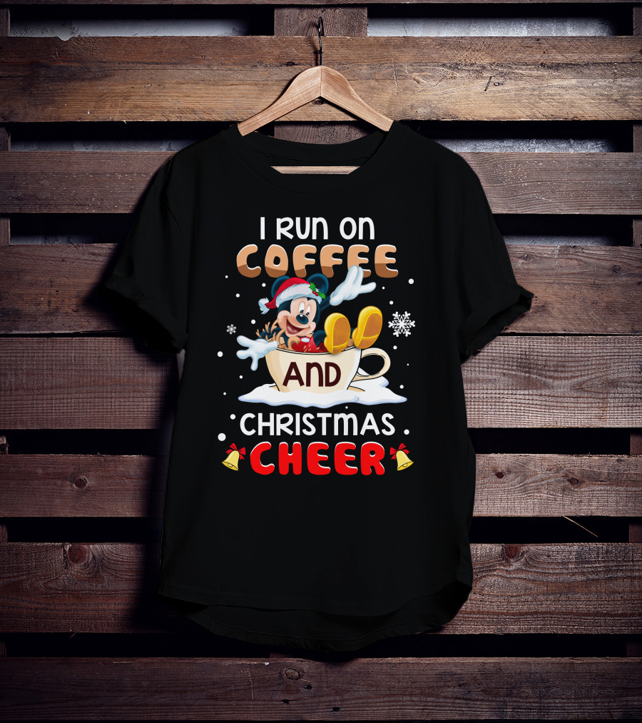 I Run On Coffee And Christmas Cheer Mickey T-Shirt