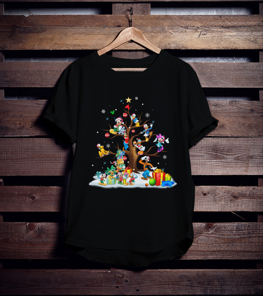Mickey And Friends Holiday Celebration With Tree And Gifts T-Shirt