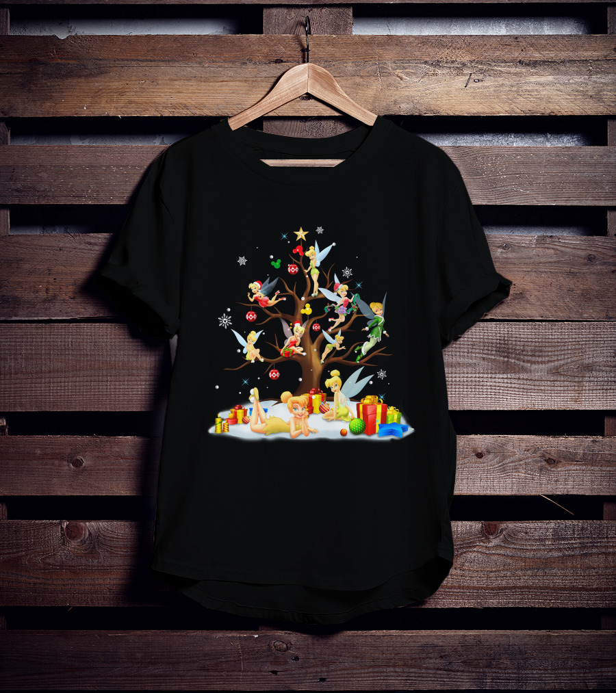 Tinkerbell Christmas Tree Fairies And Gifts T-Shirt