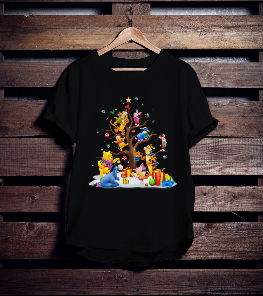 Winnie The Pooh Christmas Tree Celebration With Tigger Piglet And Eeyore T-Shirt