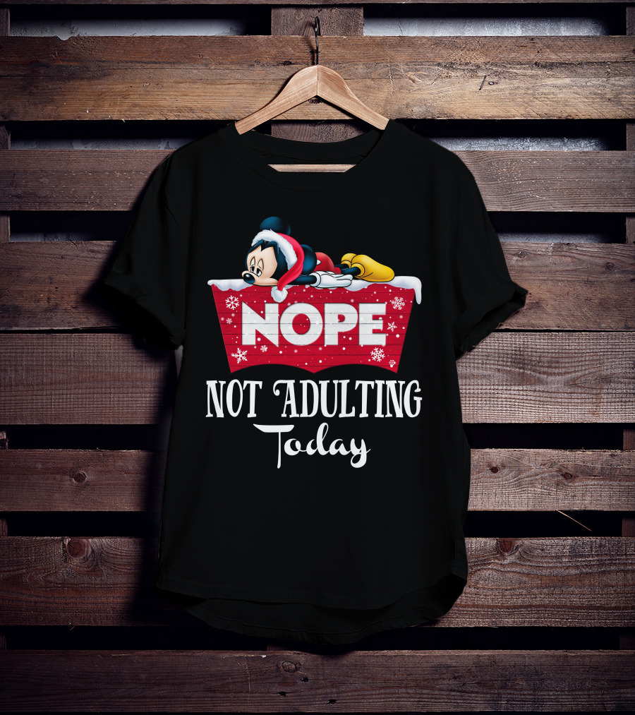 Nope Mickey Not Adulting Today Holiday Snowflakes T-Shirt