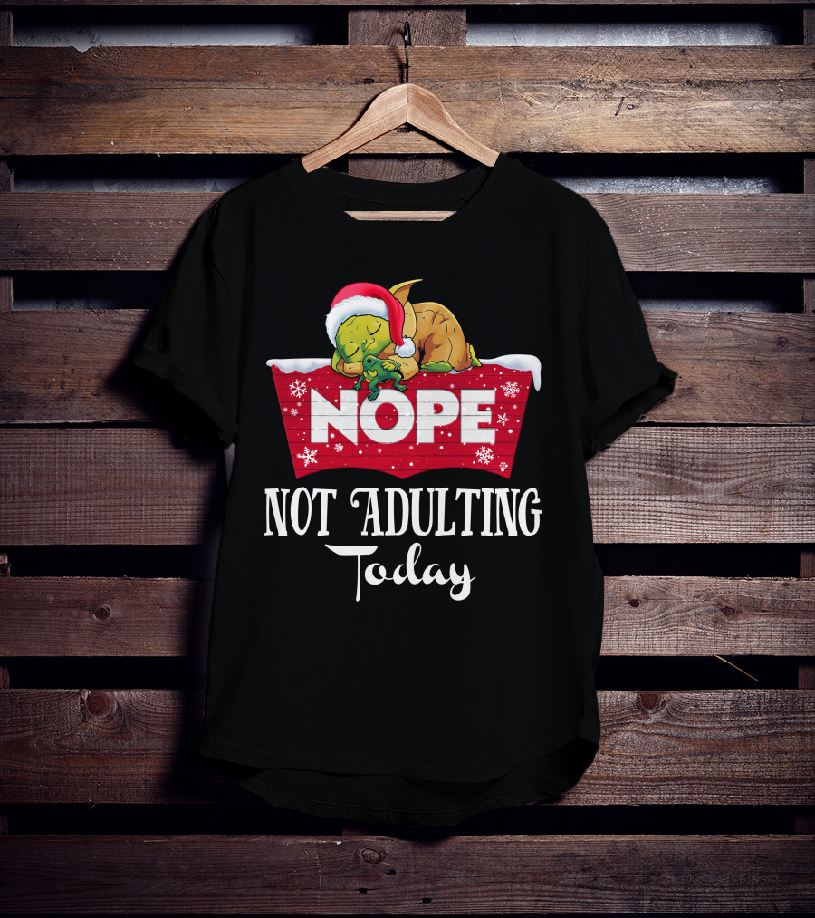 Yoda Nope Not Adulting Today Christmas Santa Hat T-Shirt