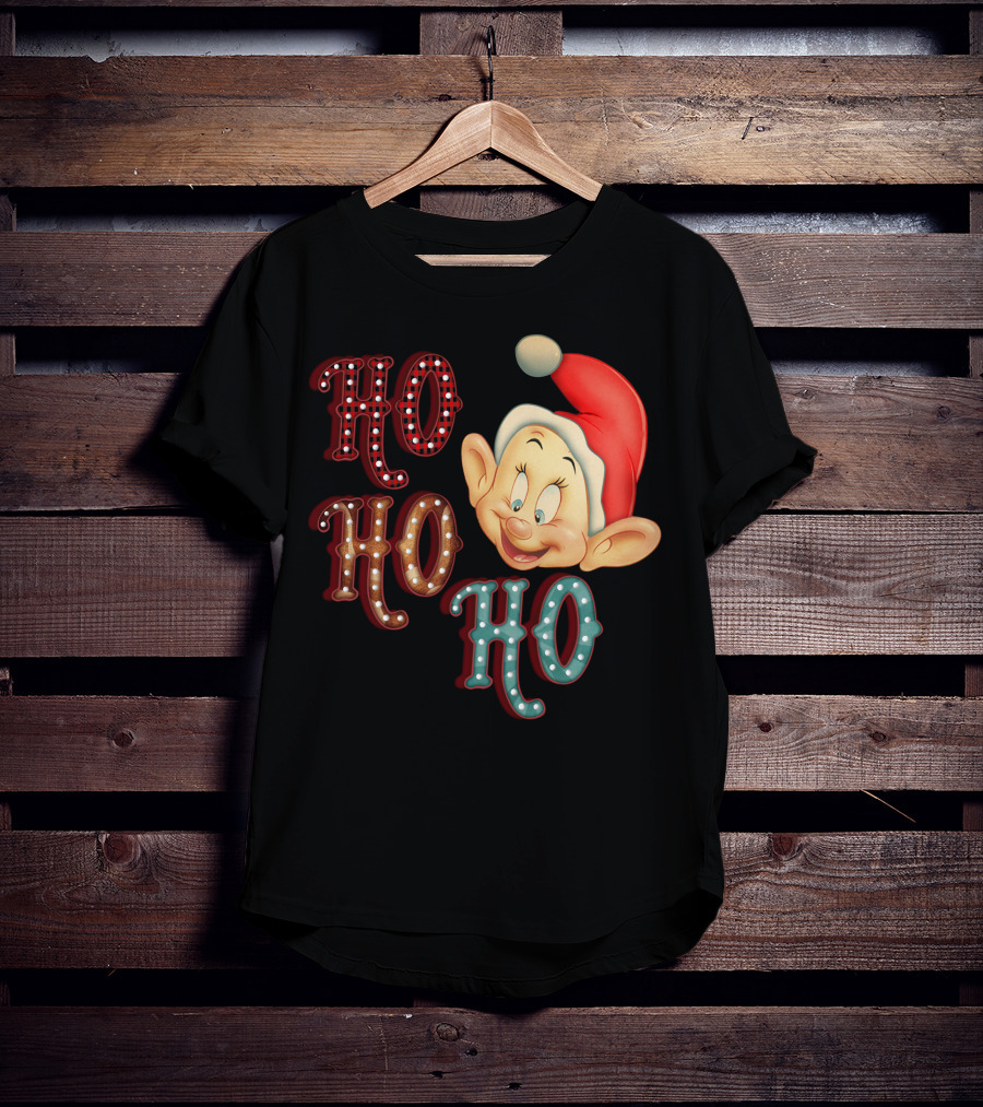Ho Ho Ho Dopey Santa Hat Christmas Theme T-Shirt