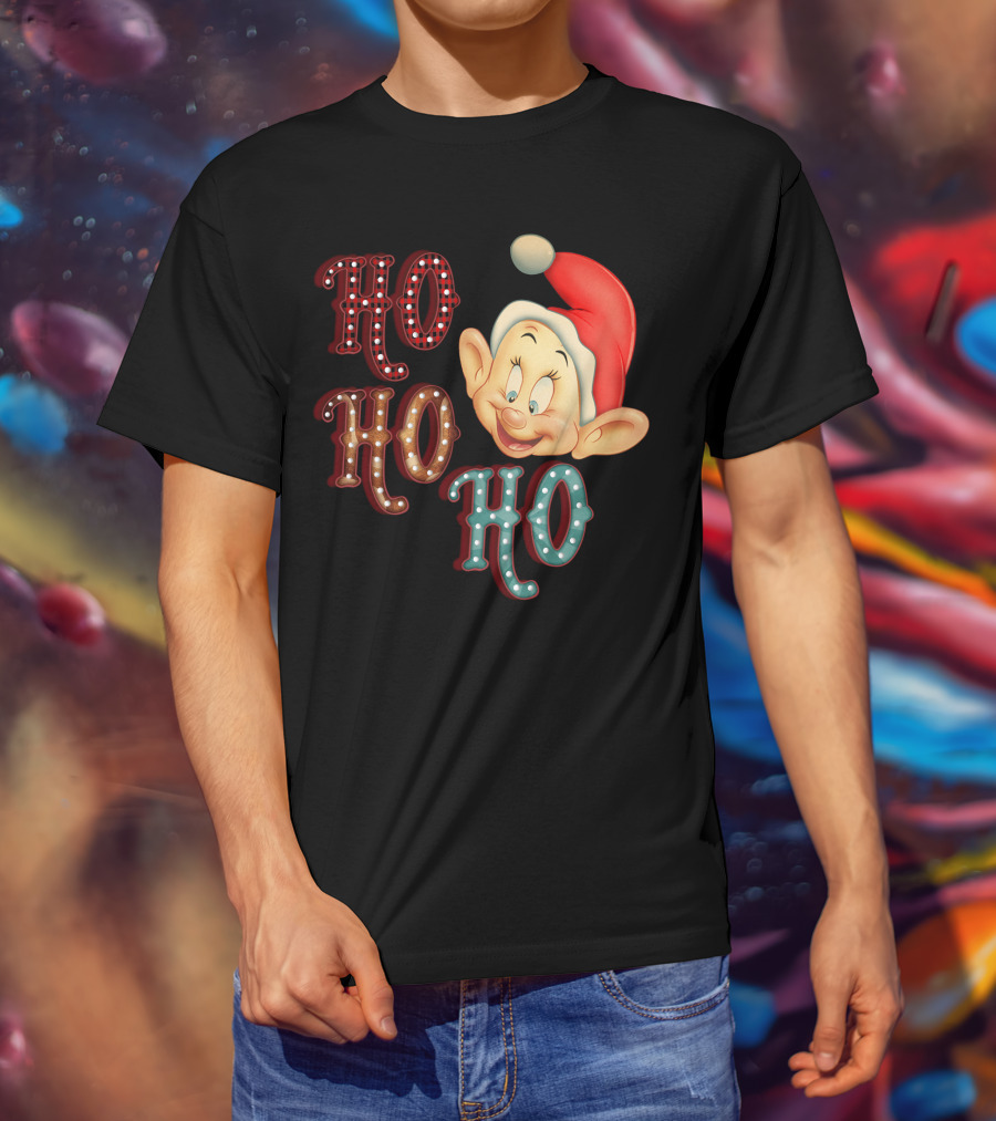 Ho Ho Ho Dopey Santa Hat Christmas Theme T-Shirt