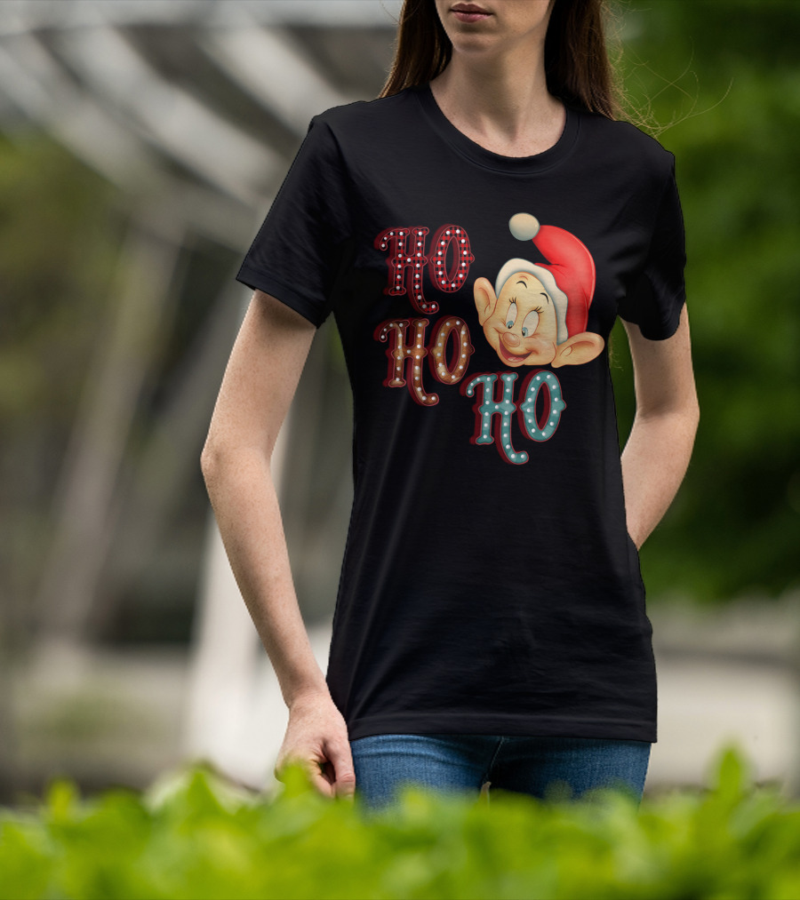 Ho Ho Ho Dopey Santa Hat Christmas Theme T-Shirt