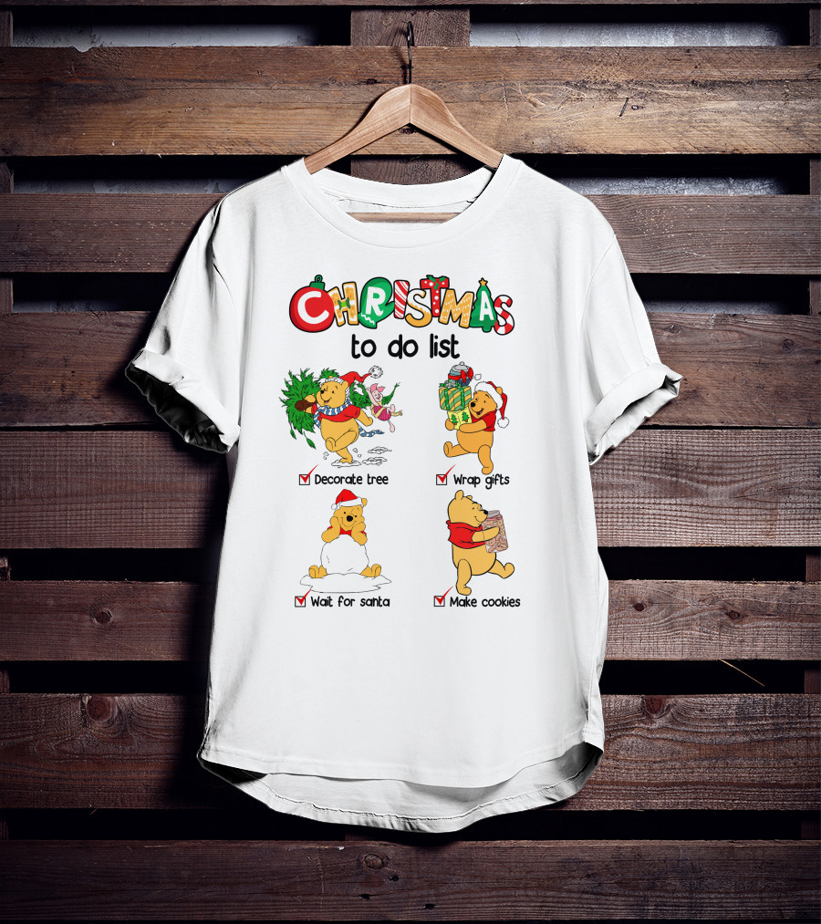 Christmas To Do List Decorate Tree Wrap Gifts Wait For Santa Make Cookies T-Shirt