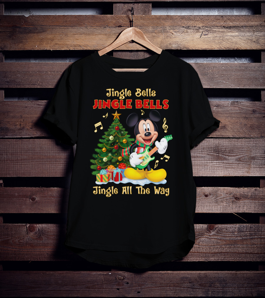 Jingle Bells Jingle Bells Mickey Jingle All The Way Christmas Tree T-Shirt