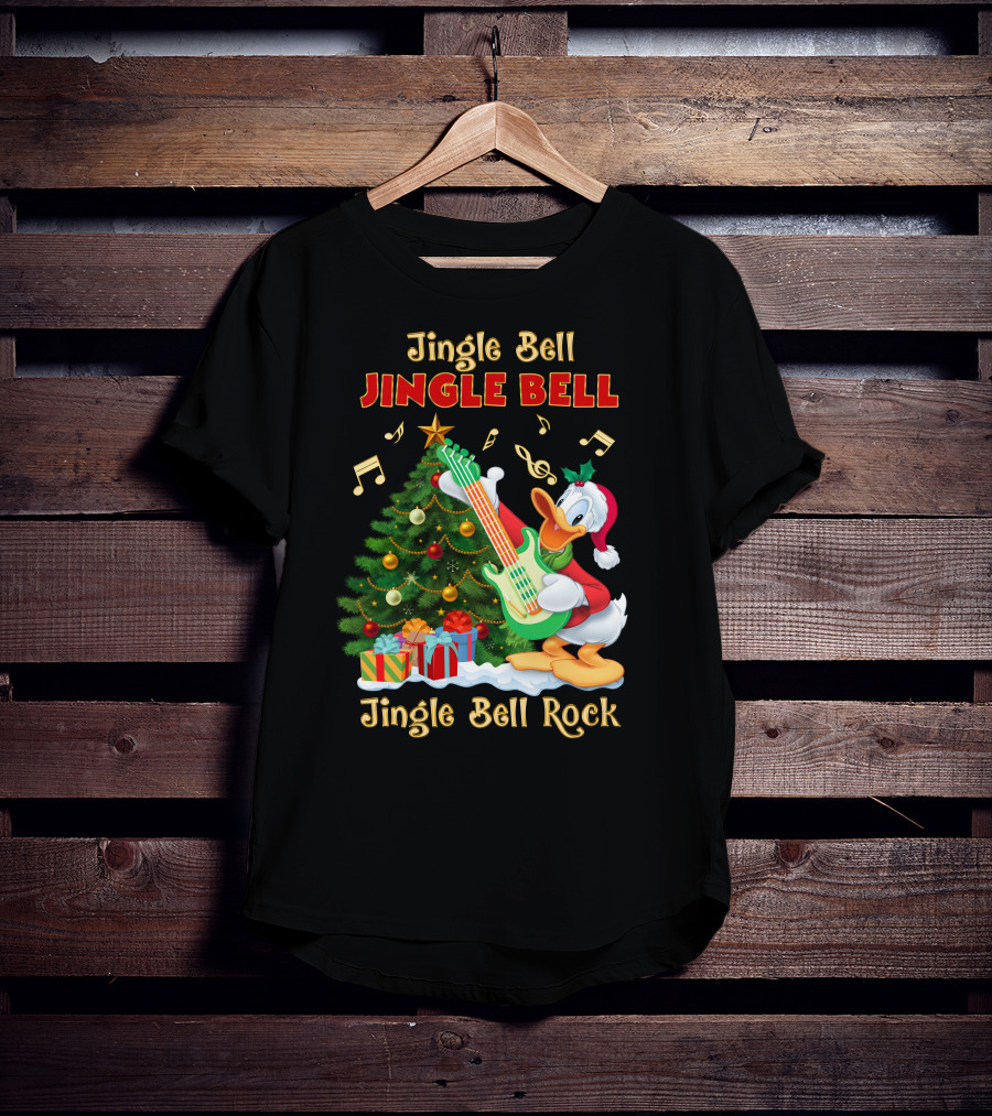 Jingle Bell Jingle Bell Jingle Bell Rock Donald Christmas Tree Guitar T-Shirt