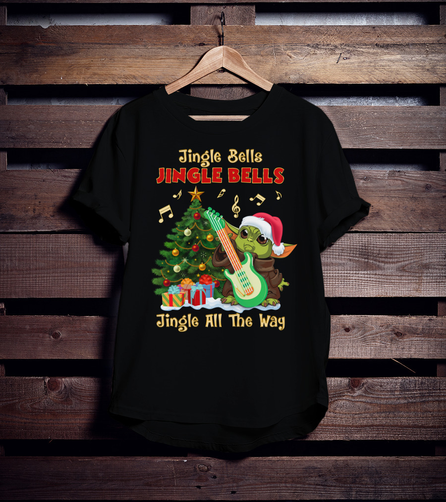 Jingle Bells Yoda Christmas Tree Guitar Jingle All The Way T-Shirt