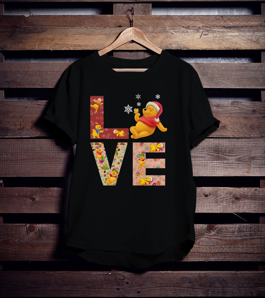Love Winnie The Pooh Christmas Holiday Snowflakes T-Shirt