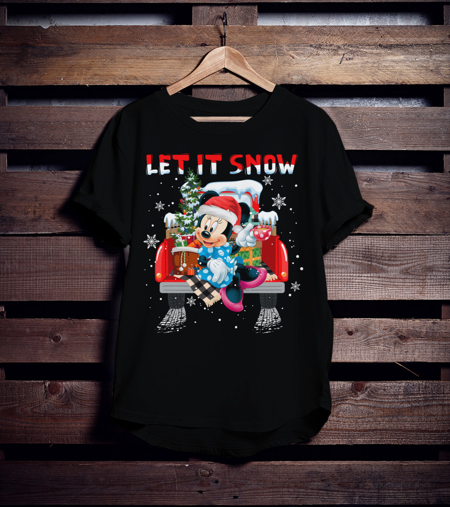 Let It Snow Minnie Christmas Truck Holiday Scene T-Shirt