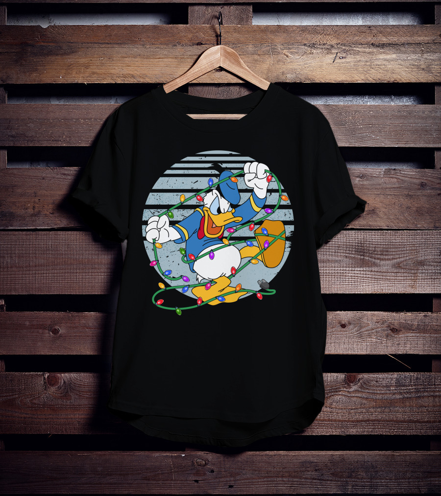 Donald Duck Wrapped In Christmas Lights T-Shirt