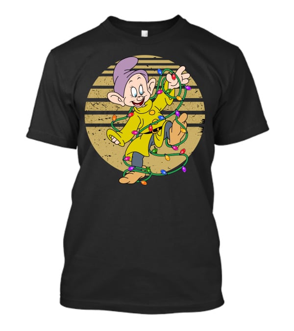 Dopey Wrapped In Christmas Lights Vintage Circle T-Shirt