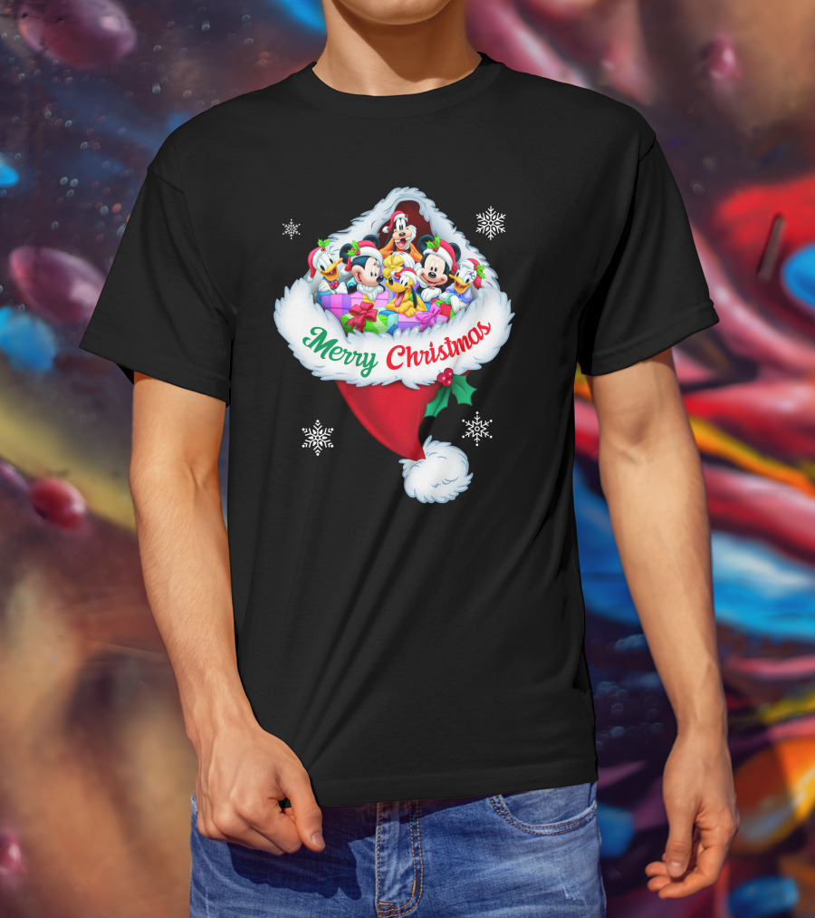 Mickey & Friends Merry Christmas Santa Hat T-Shirt