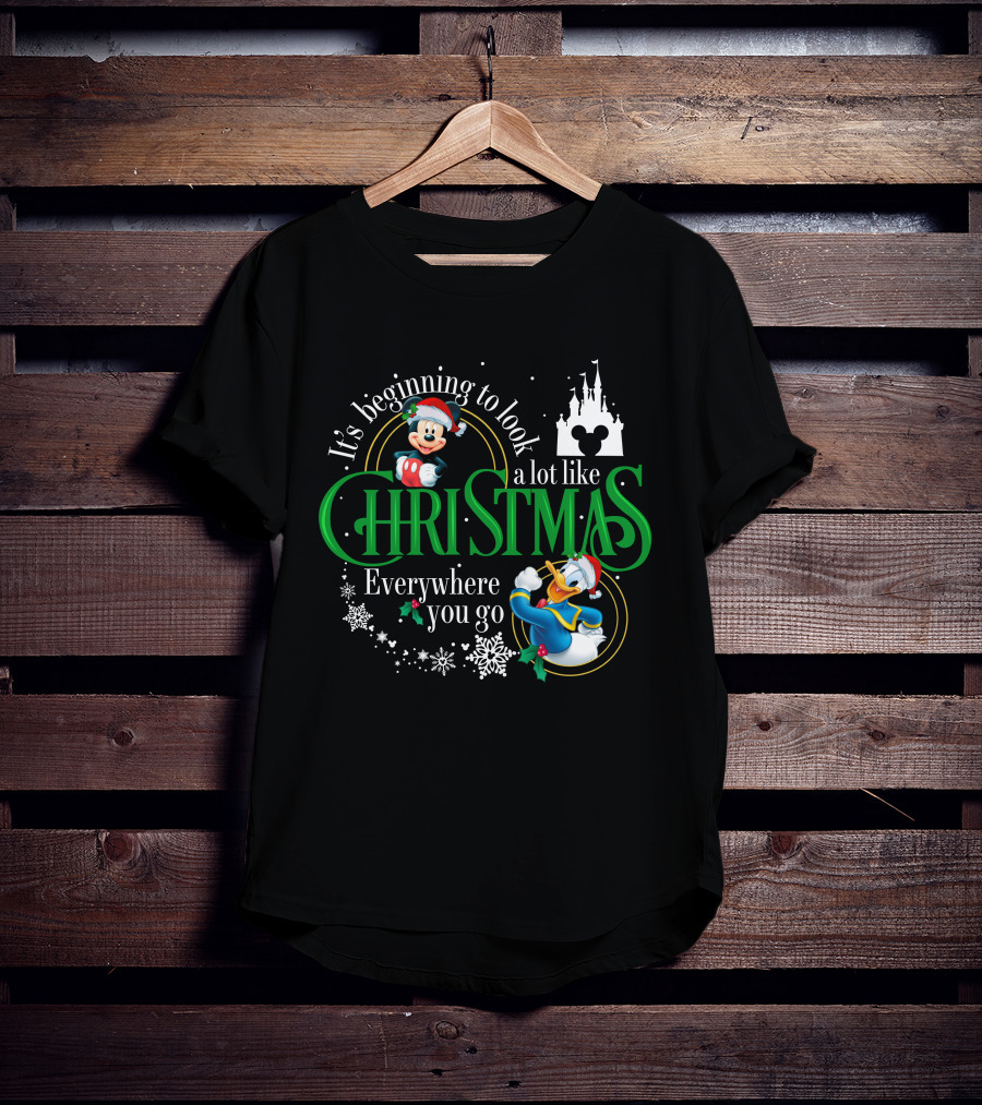 It's Beginning To Look A Lot Like Christmas Everywhere You Go Mickey Donald T-Shirt