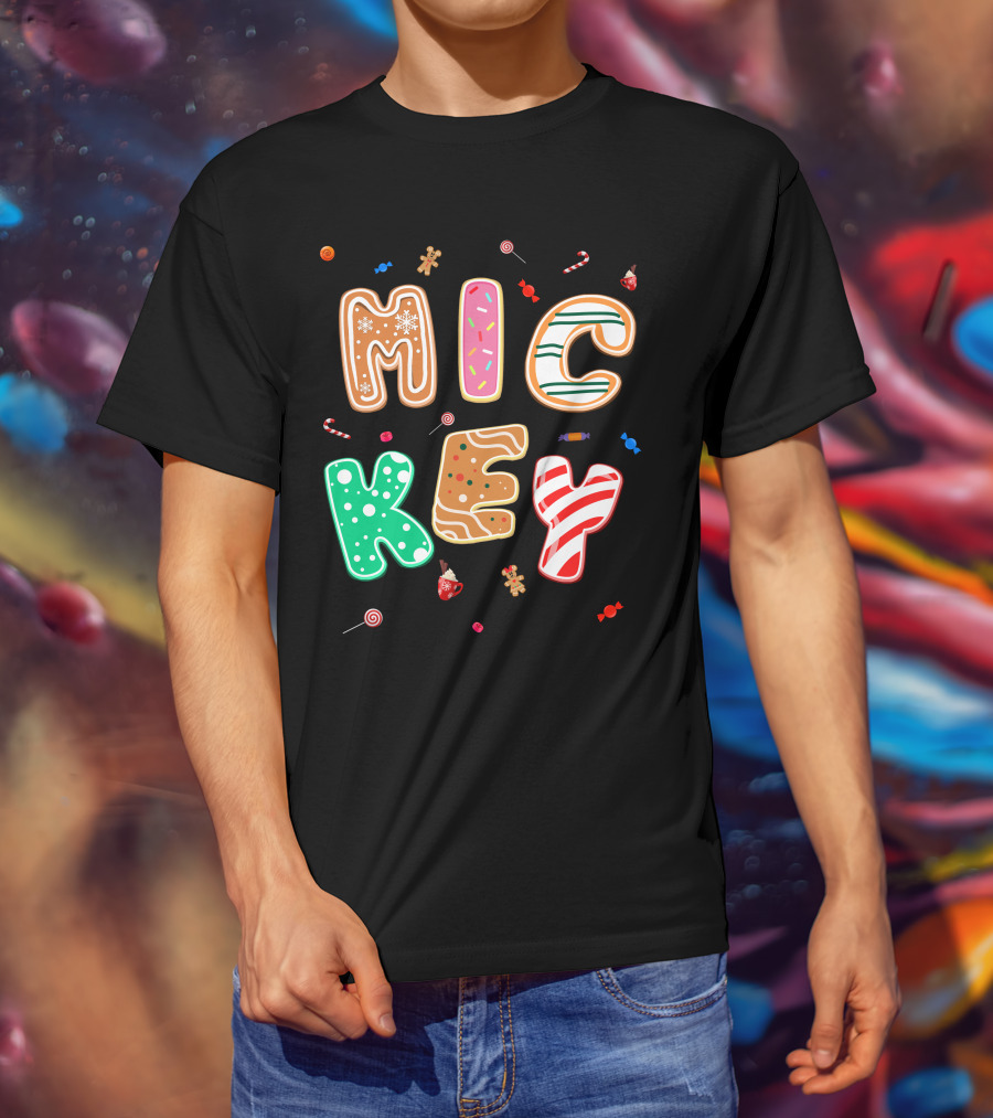 Mickey Gingerbread Candy Cane Christmas Cookie Theme T-Shirt