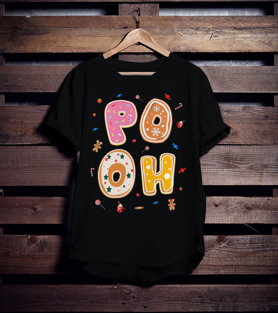 Pooh Christmas Gingerbread Candy Cane Cookies T-Shirt