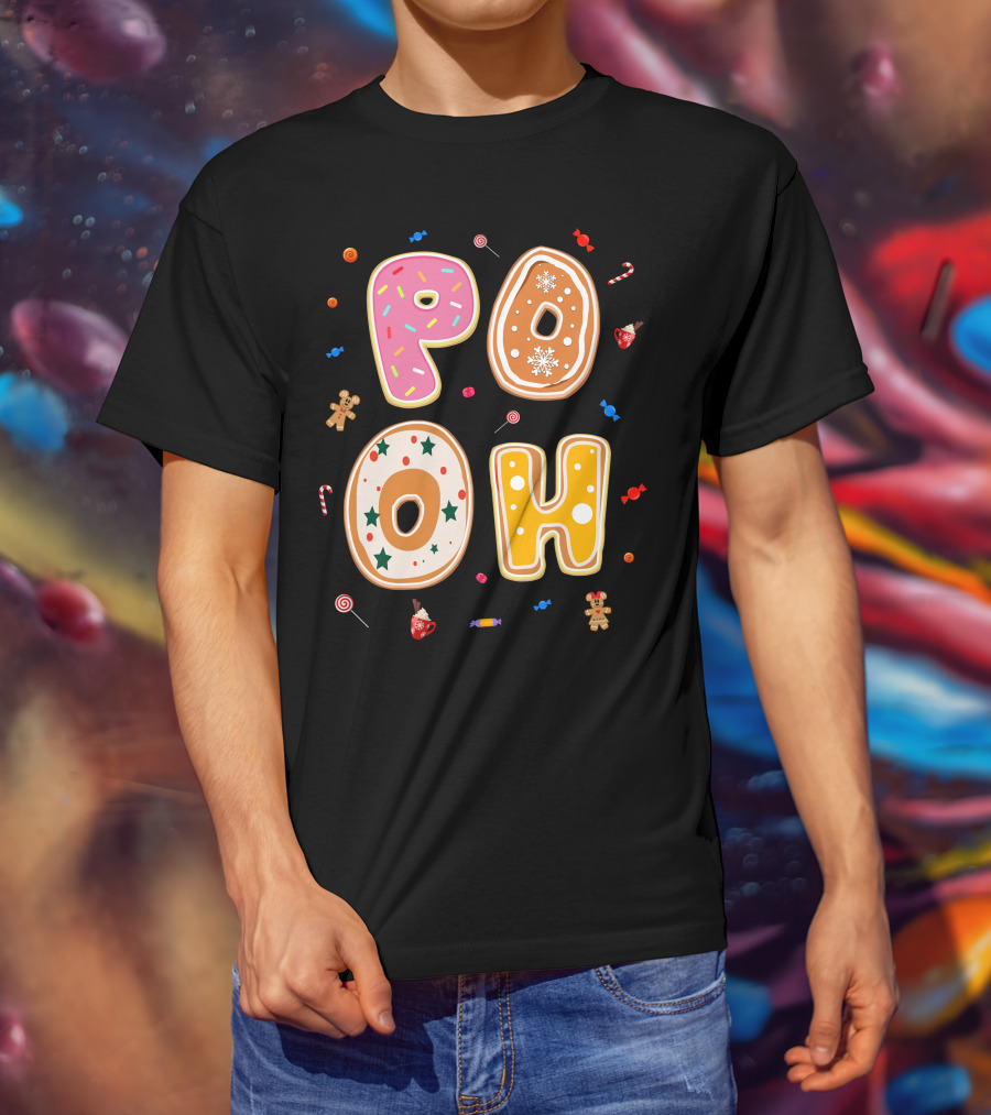 Pooh Christmas Gingerbread Candy Cane Cookies T-Shirt