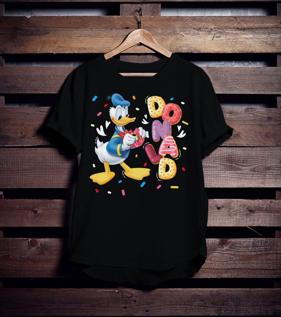 Donald Duck With Colorful Donut Letters And Sprinkles T-Shirt