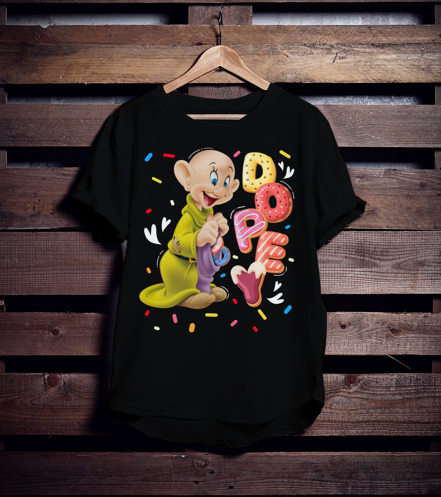 Dopey Disney Character With Colorful Donut Sprinkle Letters T-Shirt