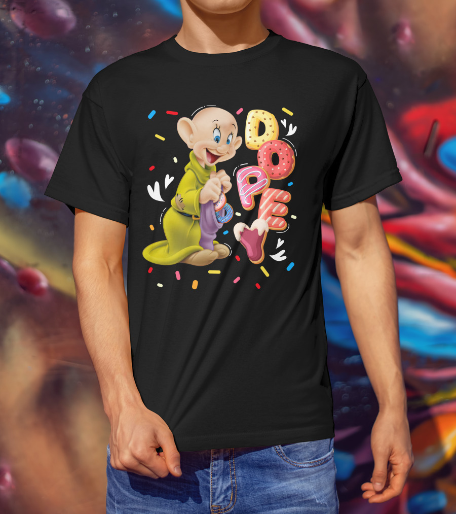 Dopey Disney Character With Colorful Donut Sprinkle Letters T-Shirt