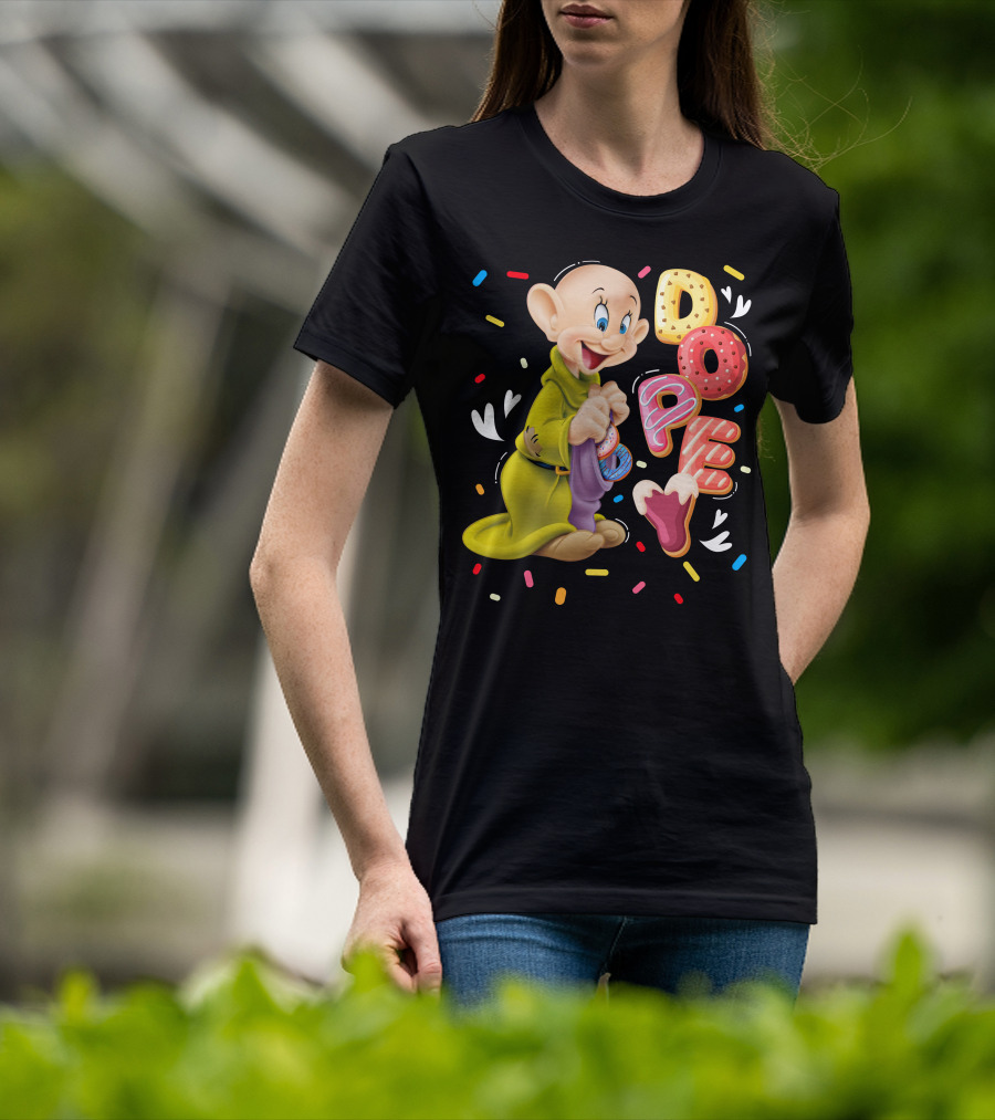 Dopey Disney Character With Colorful Donut Sprinkle Letters T-Shirt