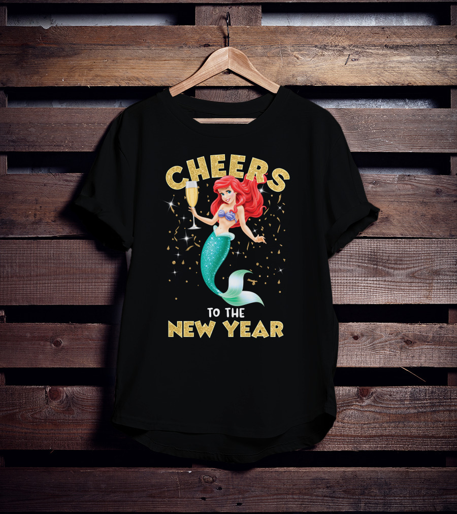 Cheers To The New Year Champagne Mermaid Celebration T-Shirt