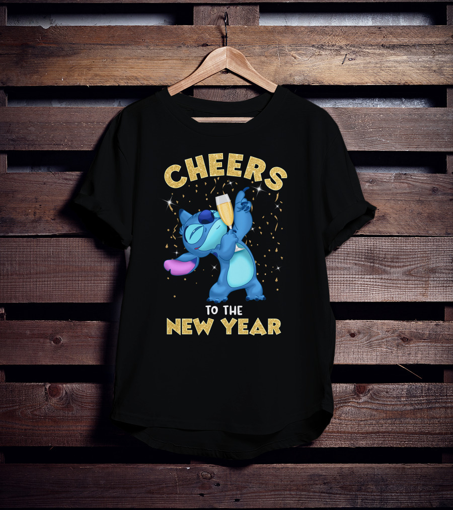 Cheers To The New Year Stitch Champagne Celebration T-Shirt