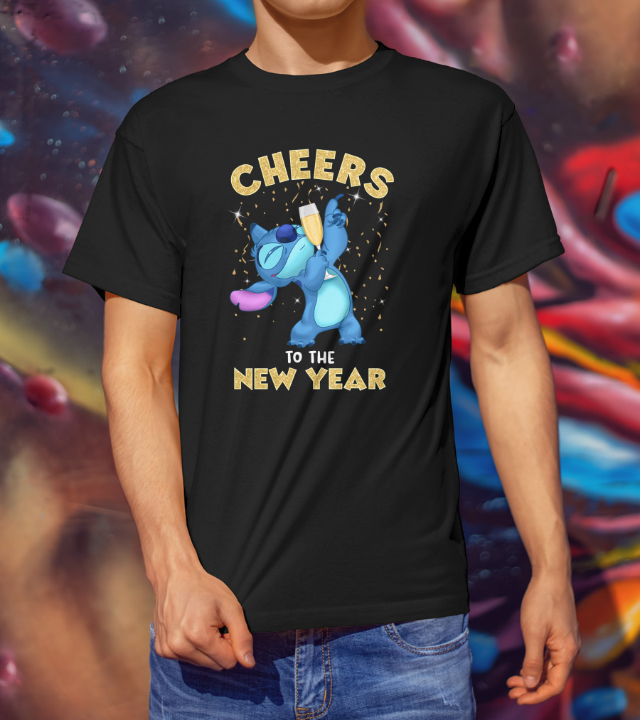 Cheers To The New Year Stitch Champagne Celebration T-Shirt