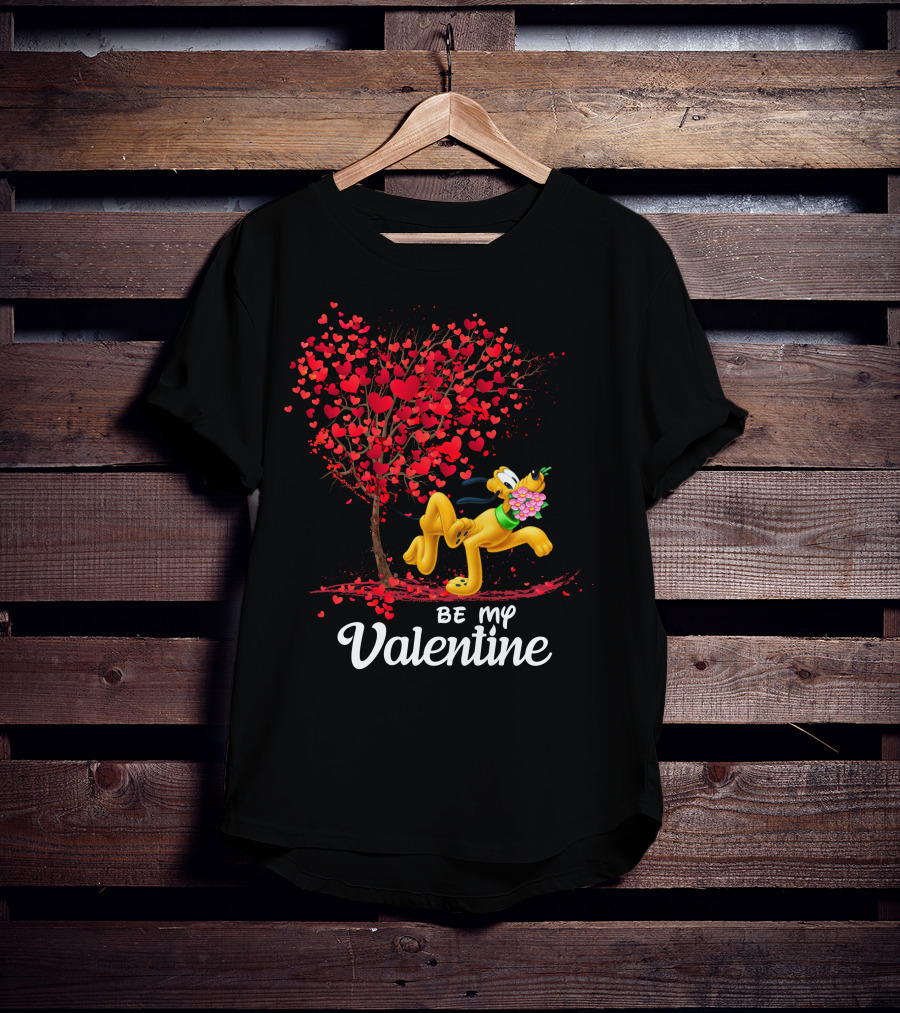 Pluto Be My Valentine Heart Tree Flowers T-Shirt