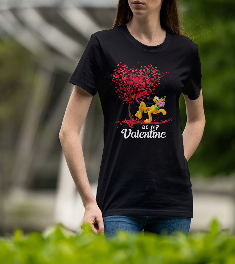 Pluto Be My Valentine Heart Tree Flowers T-Shirt
