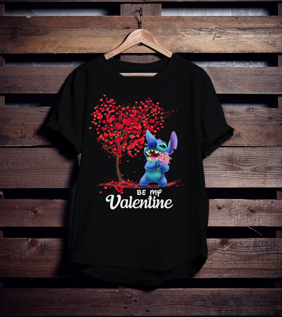 Lilo And Stitch Be My Valentine Heart Tree T-Shirt