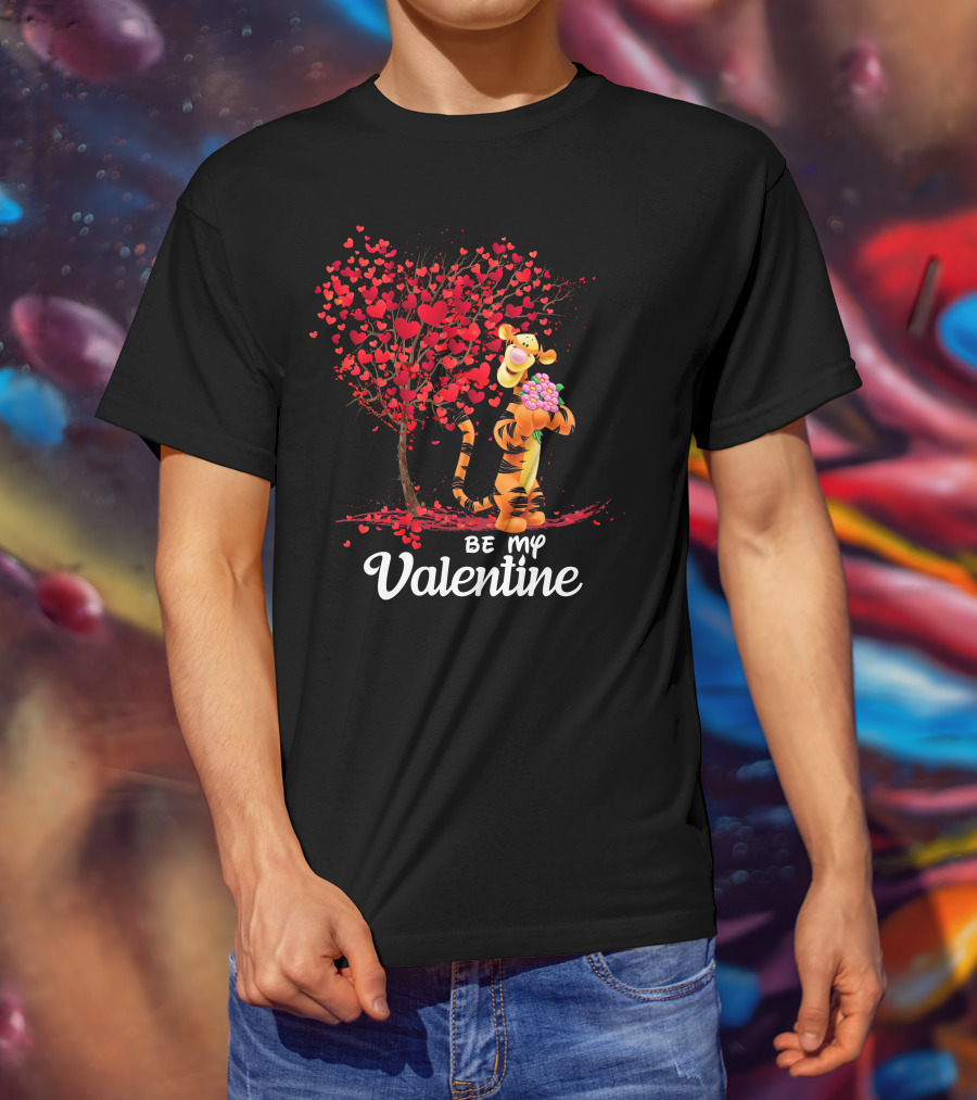 Be My Valentine Tigger Heart Tree T-Shirt