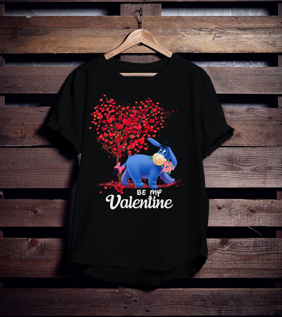 Be My Valentine Eeyore Heart Tree Flowers T-Shirt