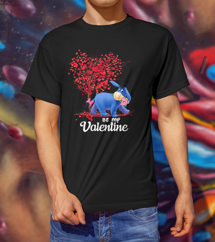 Be My Valentine Eeyore Heart Tree Flowers T-Shirt