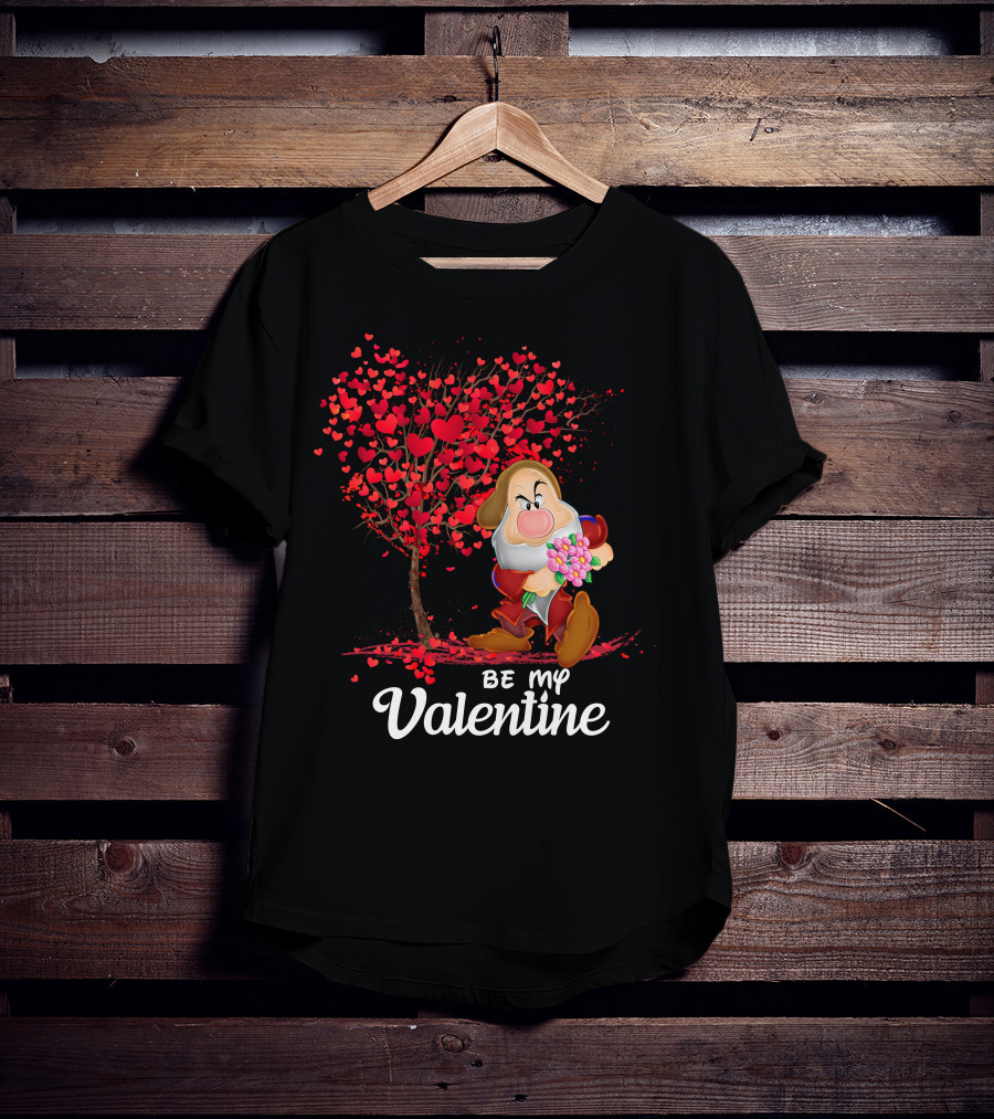 Grumpy Holding Flowers Be My Valentine With Heart Tree T-Shirt
