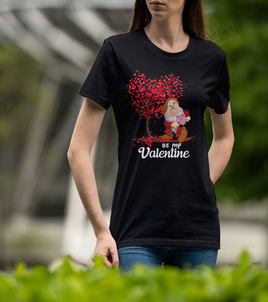 Grumpy Holding Flowers Be My Valentine With Heart Tree T-Shirt