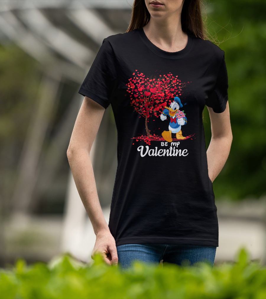 Donald Duck Be My Valentine Hearts And Flowers T-Shirt