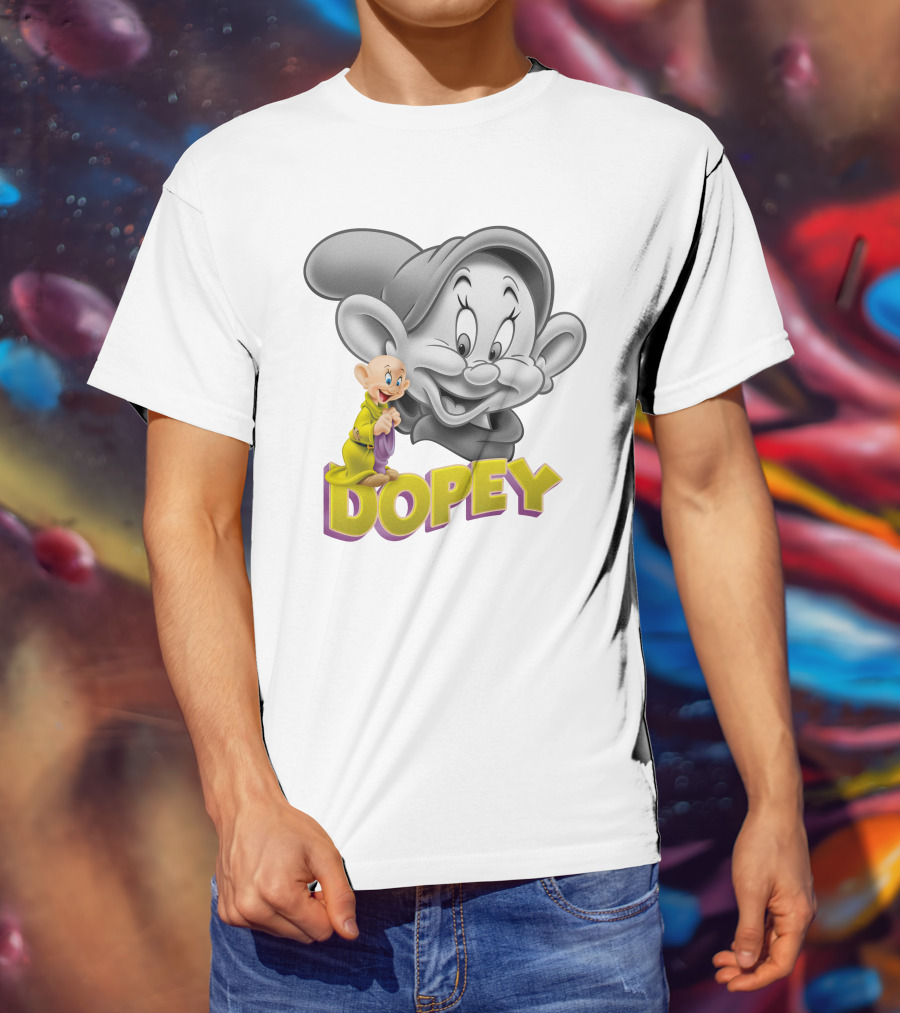 Dopey Disney Character With Cartoon Classic Style T-Shirt