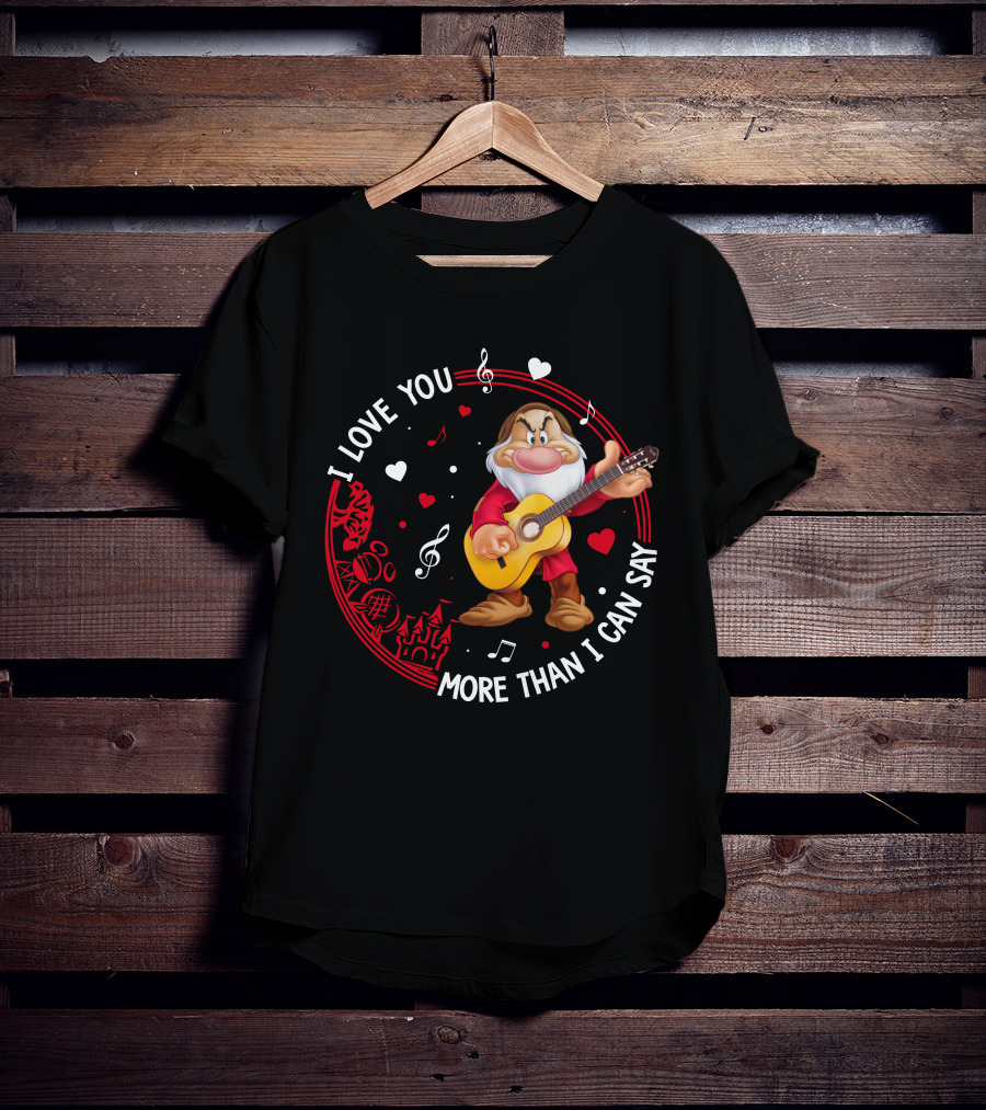 I Love You More Than I Can Say Grumpy Guitar Disney Valentine's Day T-Shirt