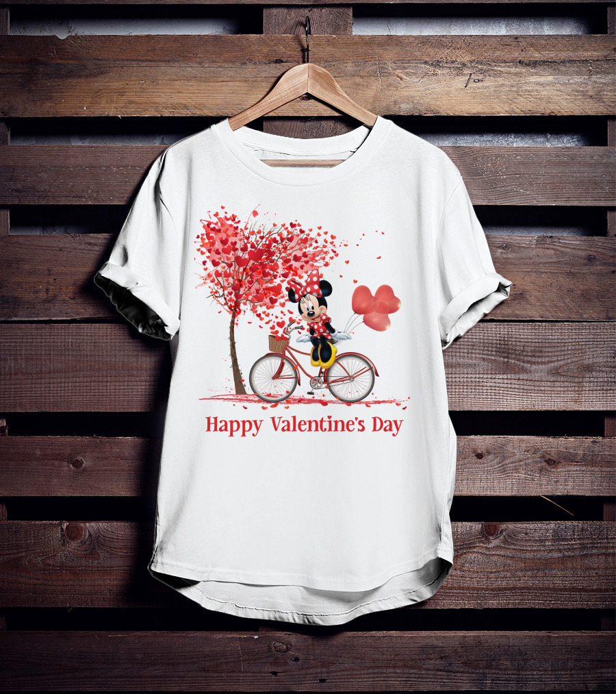 Happy Valentine's Day MN Valentine Bicycle Balloons Hearts Tree T-Shirt