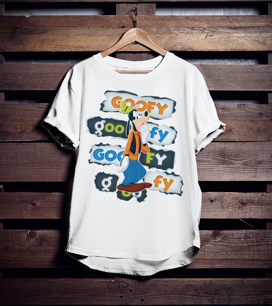 Goofy Disney Character With Multiple Text Styles T-Shirt