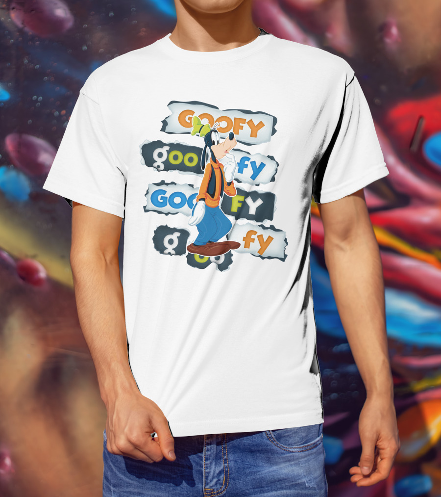 Goofy Disney Character With Multiple Text Styles T-Shirt