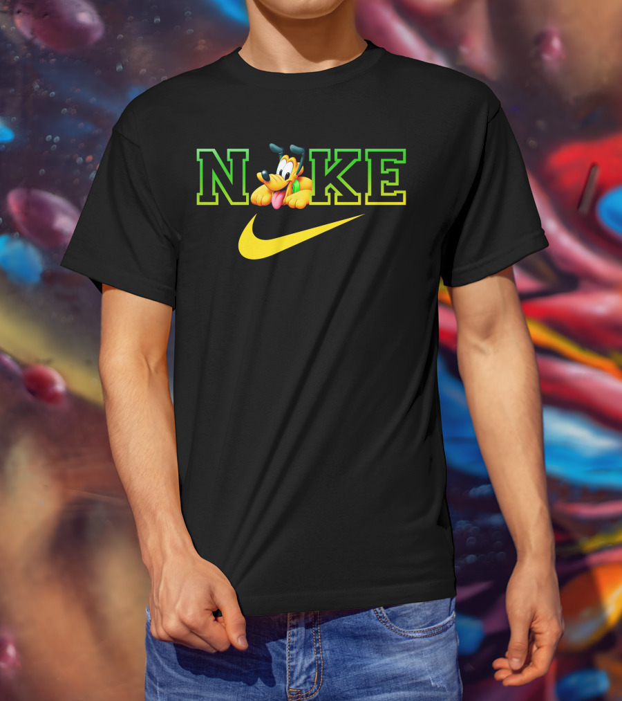 Pluto Nike Parody Logo With Disney Character And Swoosh T-Shirt