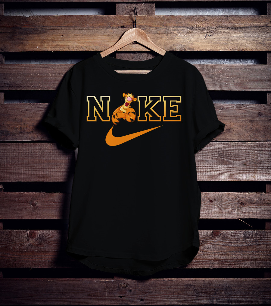 Tigger Jumping Through Nike Logo With Swoosh T-Shirt