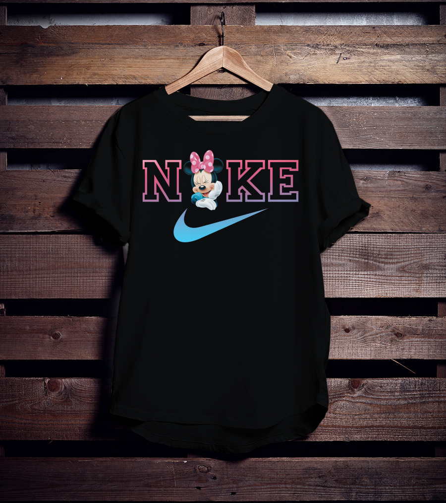 Minnie Nike Logo With Swoosh And Pink Bow T-Shirt