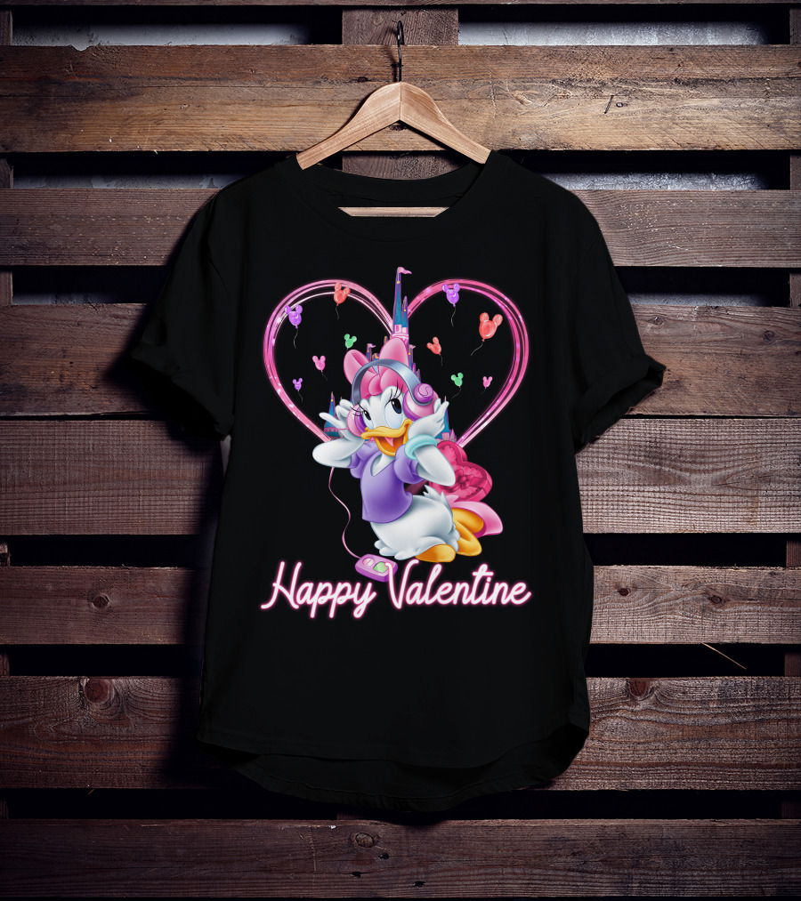 Daisy Duck Happy Valentine Balloons Castle Headphones T-Shirt