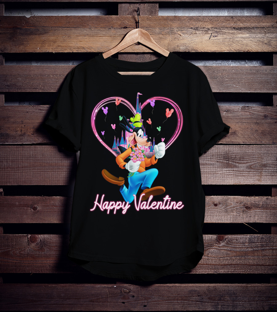 Goofy Happy Valentine Castle Balloons Bouquet T-Shirt