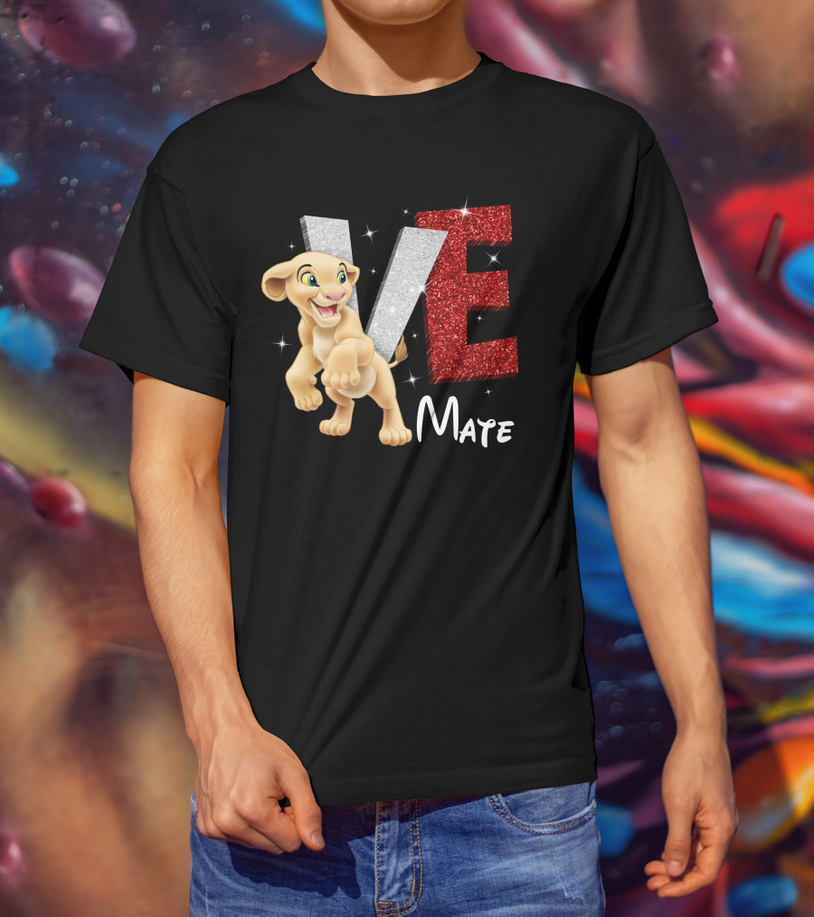 Love Mate Nala Sparkling Red And Silver Letters T-Shirt