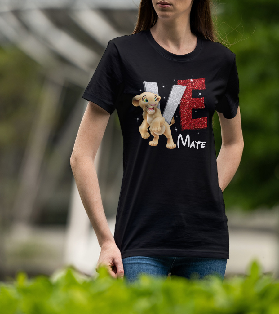 Love Mate Nala Sparkling Red And Silver Letters T-Shirt